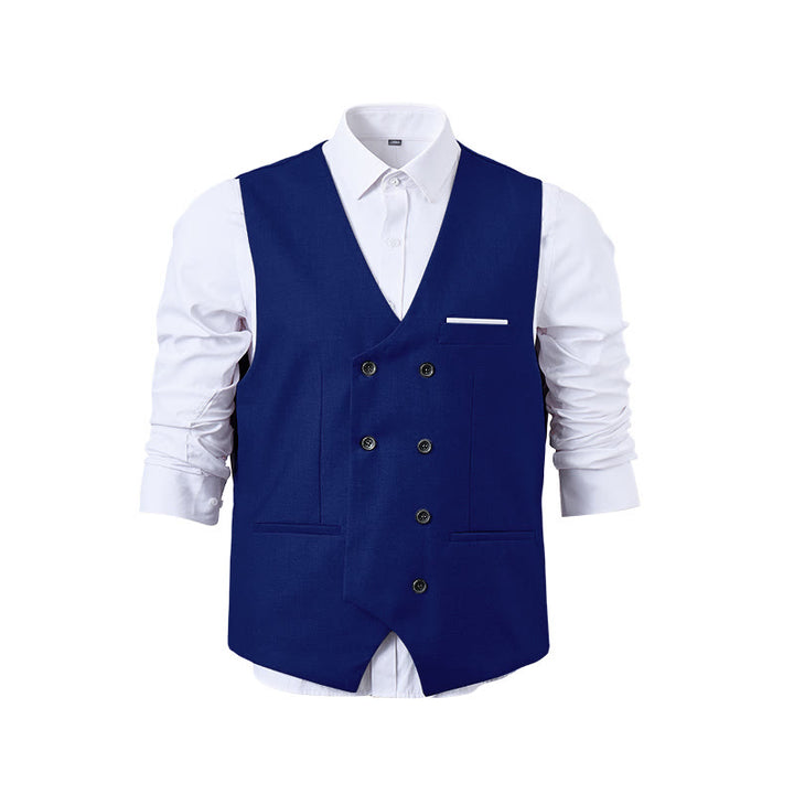 Gilet da abito da uomo a doppiopetto in tinta unita, stile smoking. - image 31