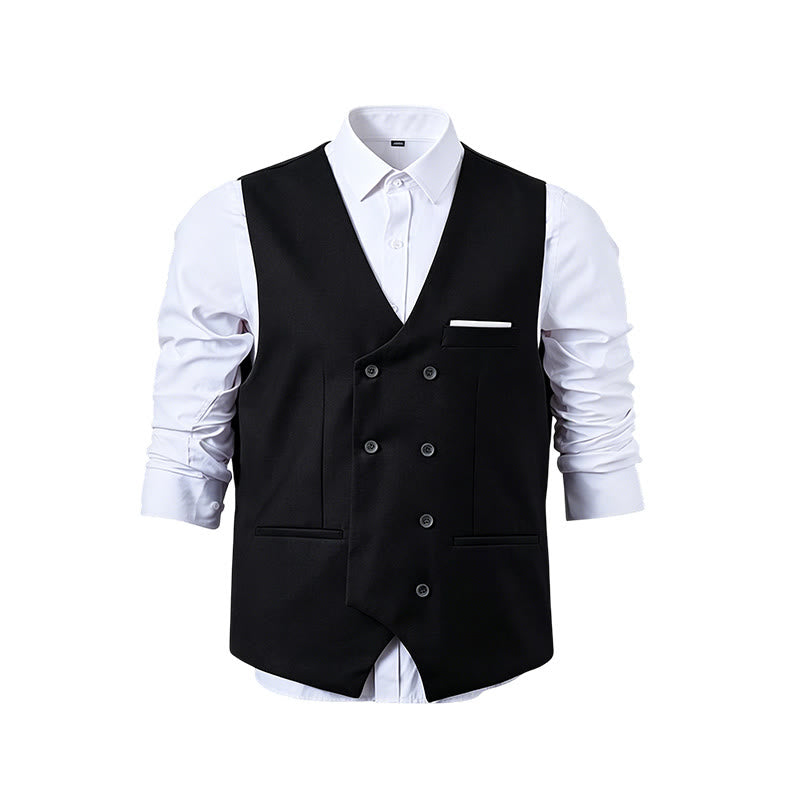Gilet da abito da uomo a doppiopetto in tinta unita, stile smoking. - image 26