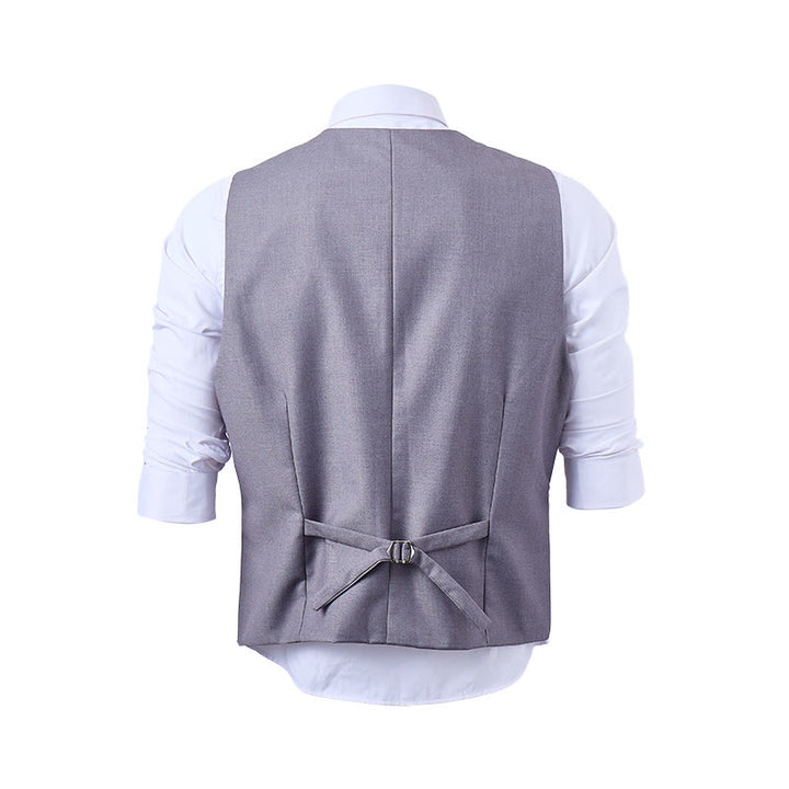 Gilet da abito da uomo a doppiopetto in tinta unita, stile smoking. - image 22