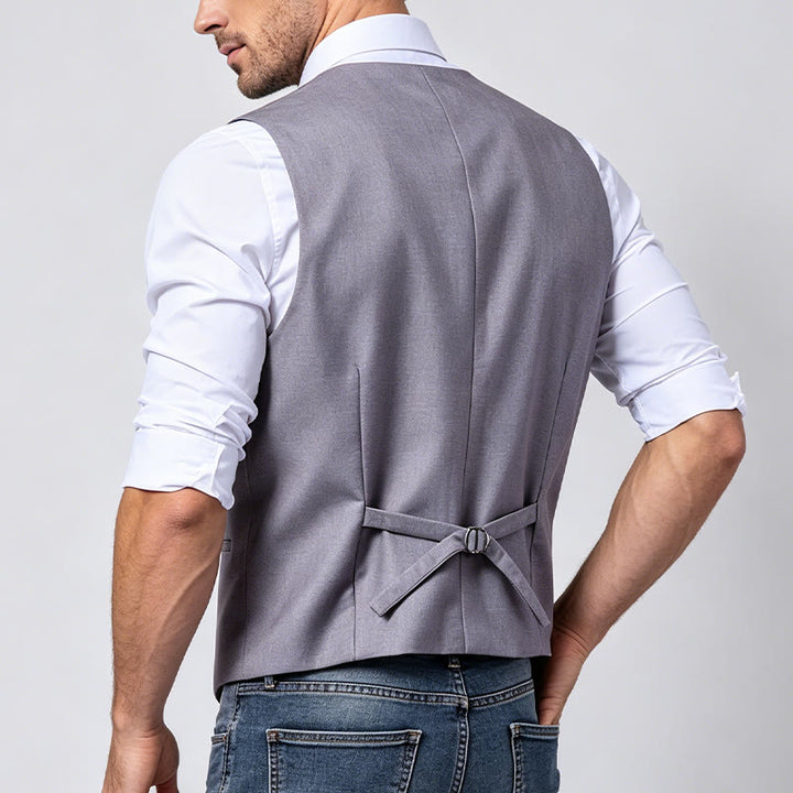 Gilet da abito da uomo a doppiopetto in tinta unita, stile smoking. - image 4
