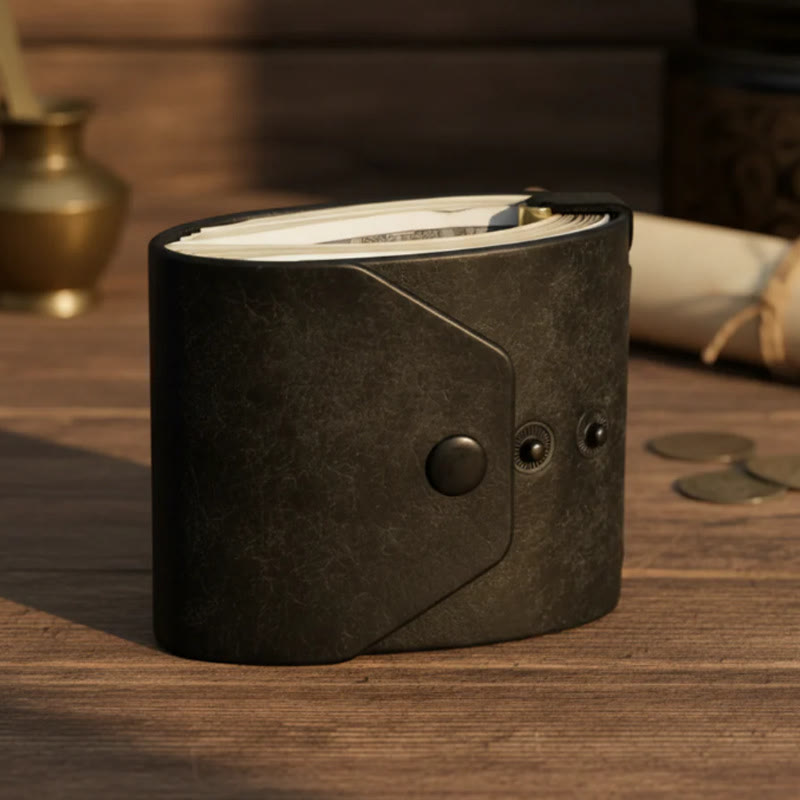 Portafoglio minimalista in pelle con chiusura a scatto, ideale per l'uso quotidiano. - image 0
