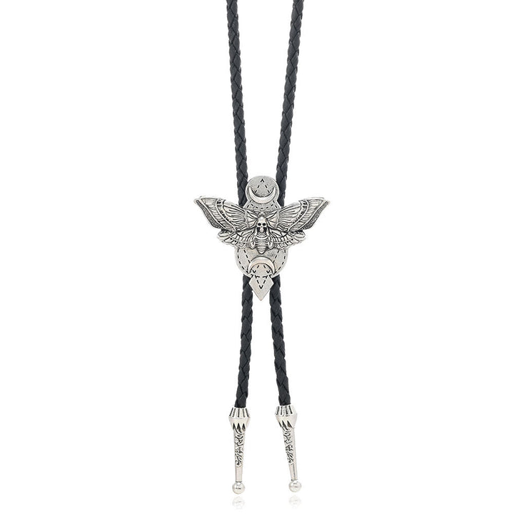 Cravatta bolo gotica western con falena testa di morto - Stile n. 5 - Nero - image 15