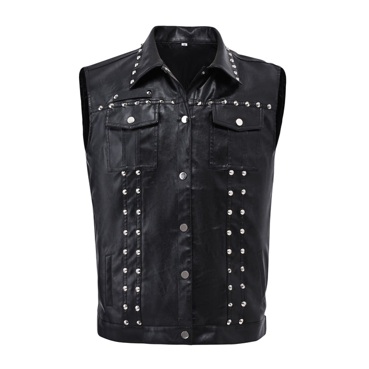 Gilet senza maniche in similpelle con borchie, stile punk rock da motociclista - image 7
