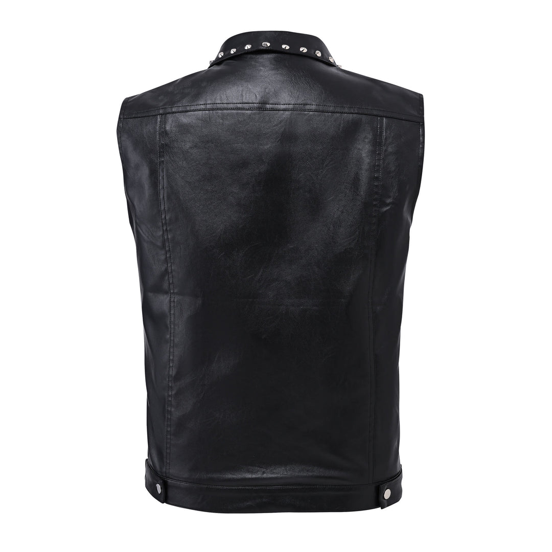 Gilet senza maniche in similpelle con borchie, stile punk rock da motociclista - image 8