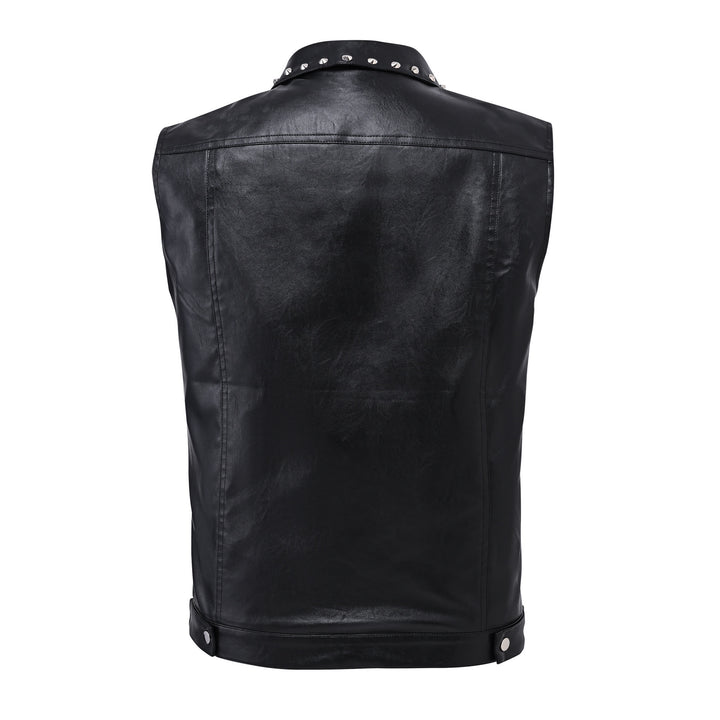 Gilet senza maniche in similpelle con borchie, stile punk rock da motociclista - image 8