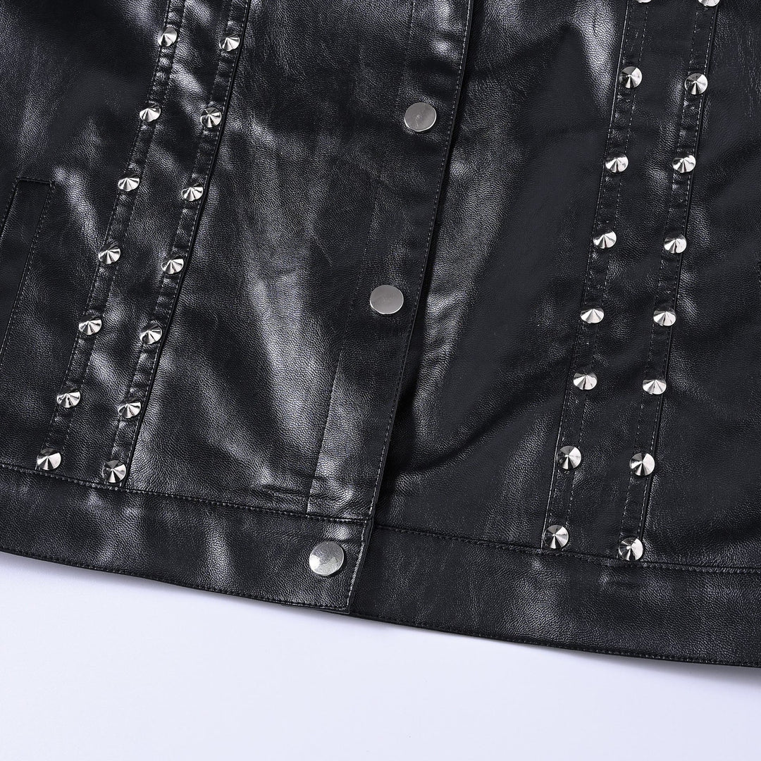 Gilet senza maniche in similpelle con borchie, stile punk rock da motociclista - image 5