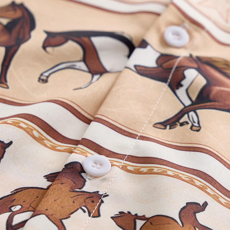 Camicia western da uomo con stampa a righe di cavallo e stella, ideale per il mondo equestre. - image 5