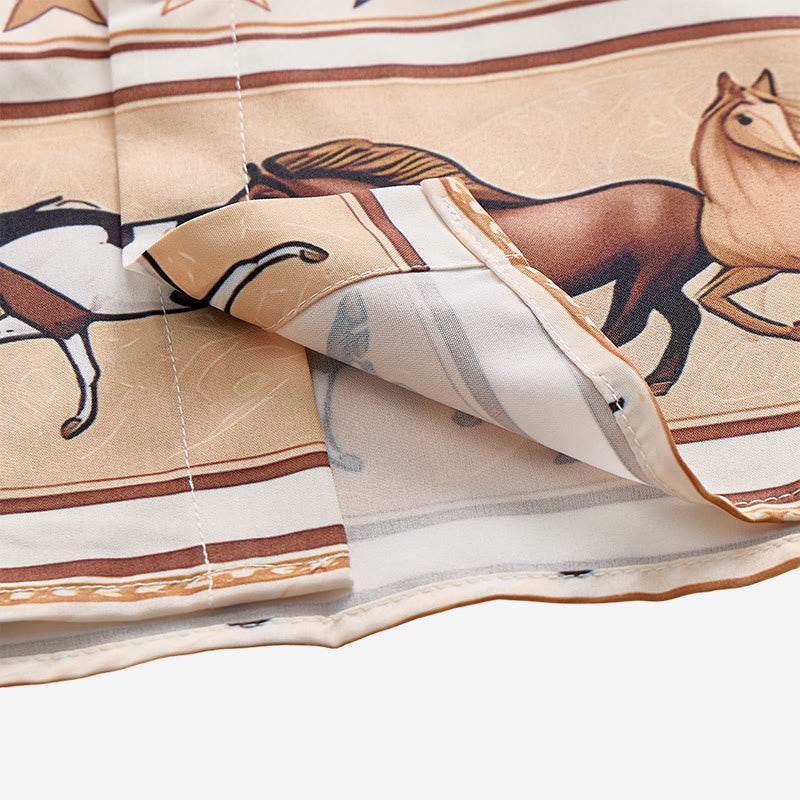 Camicia western da uomo con stampa a righe di cavallo e stella, ideale per il mondo equestre. - image 6