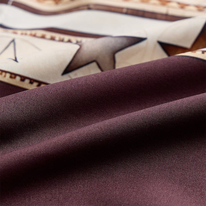 Camicia da uomo marrone e crema con stampa western a silhouette di cavallo da cowboy. - image 6