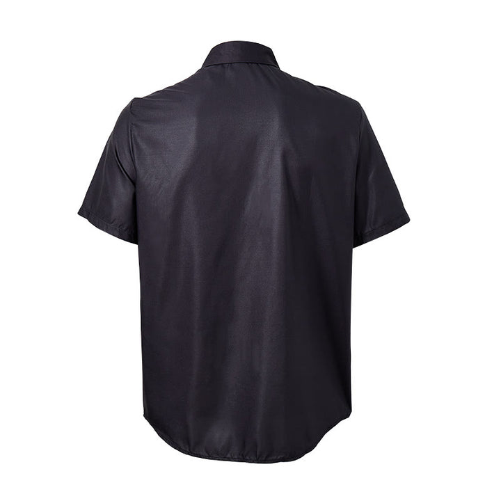 Camicia estiva nera da uomo con motivo geometrico azteco. - image 9