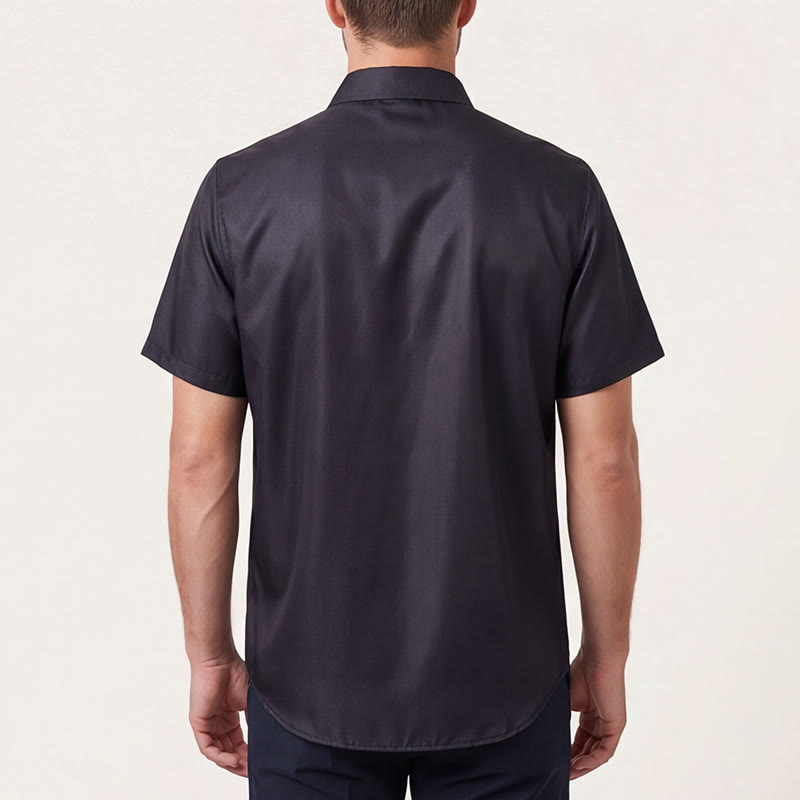 Camicia estiva nera da uomo con motivo geometrico azteco. - image 2