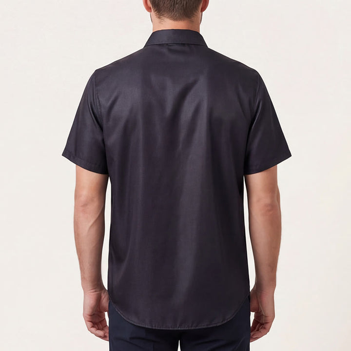 Camicia estiva nera da uomo con motivo geometrico azteco. - image 2