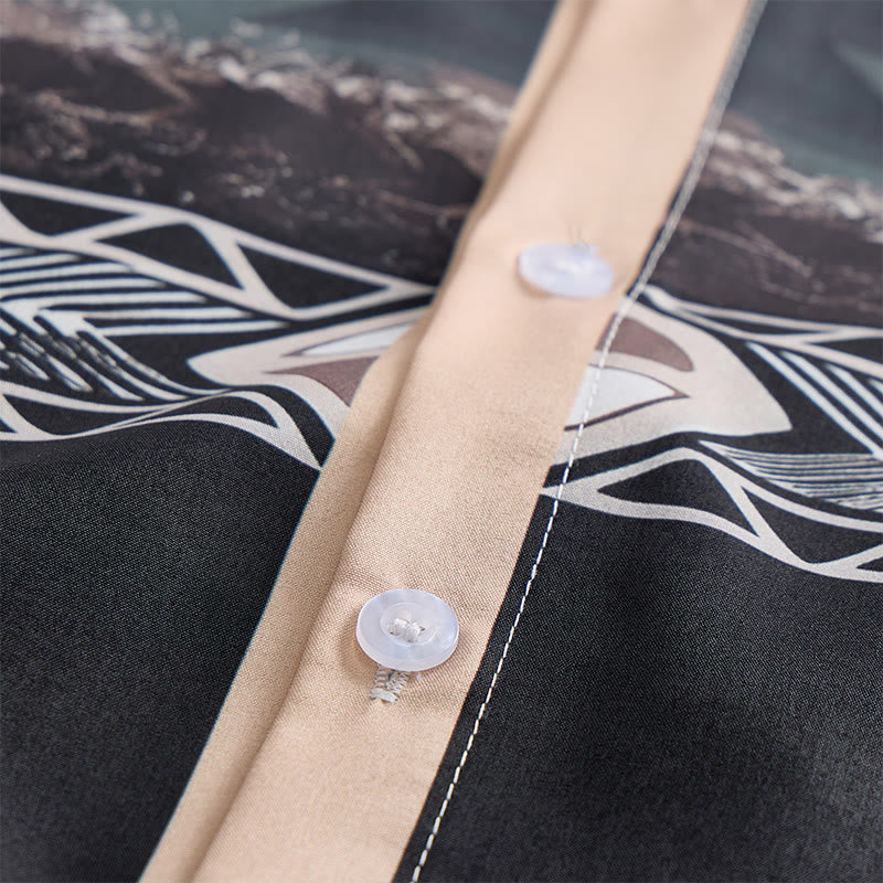 Camicia da uomo con stampa geometrica azteca sud-occidentale a blocchi di colore. - image 5