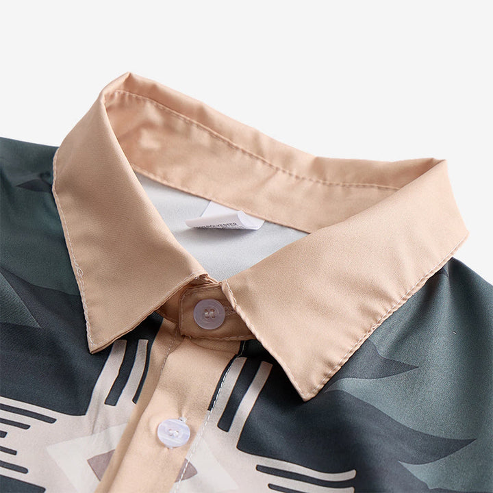Camicia da uomo con stampa geometrica azteca sud-occidentale a blocchi di colore. - image 4