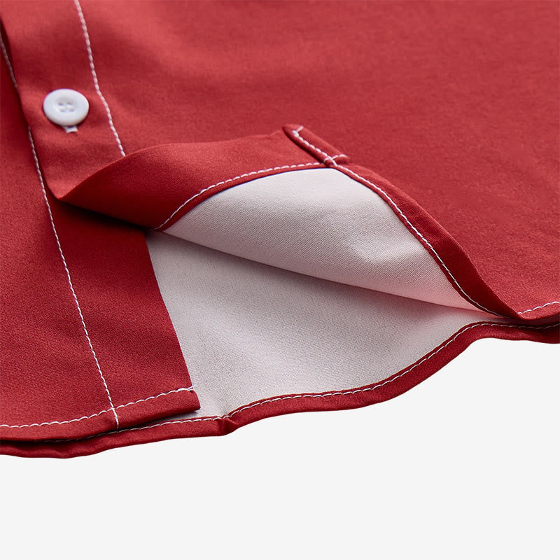 Camicia da uomo beige e rossa con stampa azteca western e bufalo. - image 7