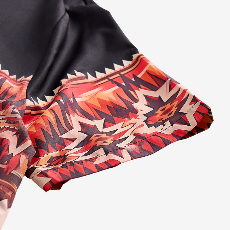 Camicia da uomo bicolore nera e beige con motivo a stella azteca in stile western. - image 7