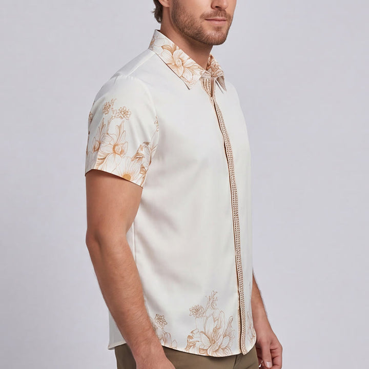 Camicia da uomo moderna con stampa floreale barocca e finiture in stile barocco. - image 3