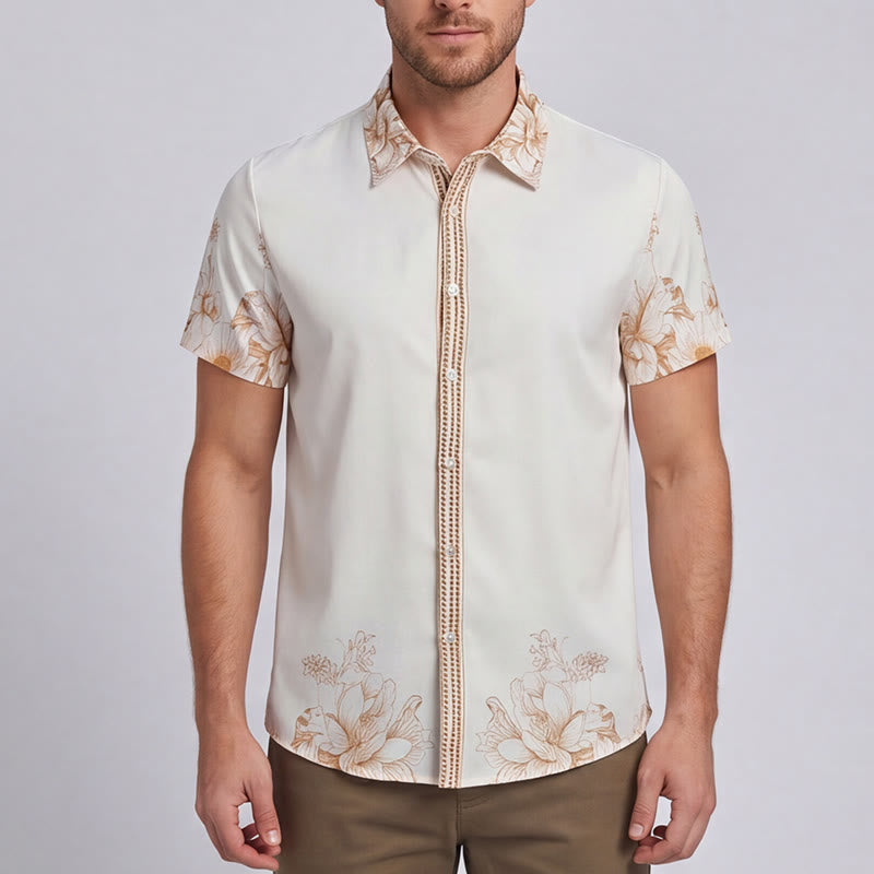 Camicia da uomo moderna con stampa floreale barocca e finiture in stile barocco. - image 1