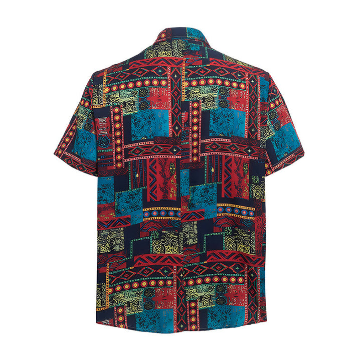 Camicia etnica bohémien multicolore con patchwork tribale - image 10