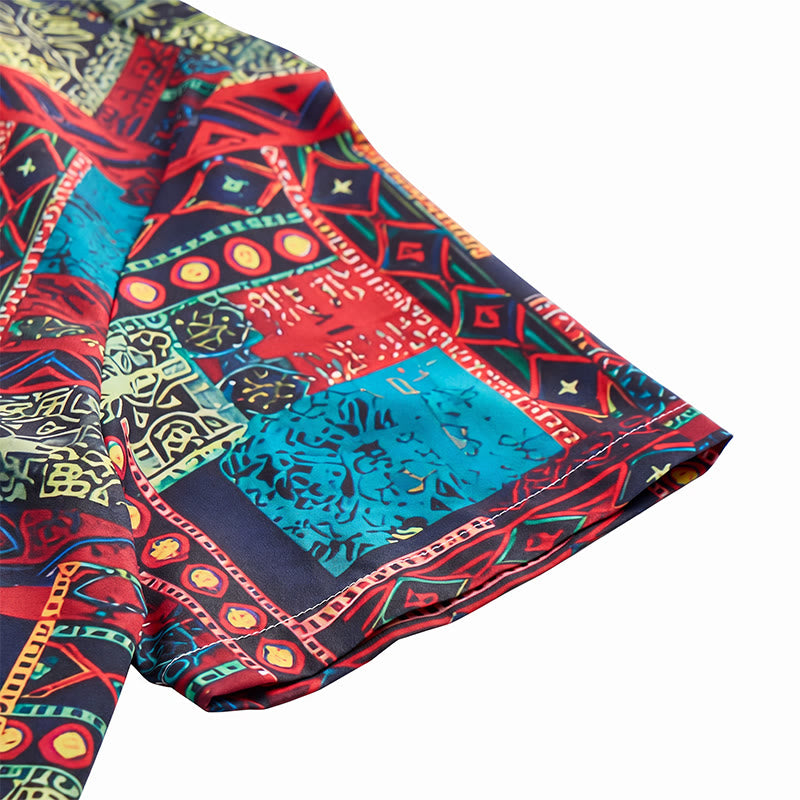 Camicia etnica bohémien multicolore con patchwork tribale - image 8