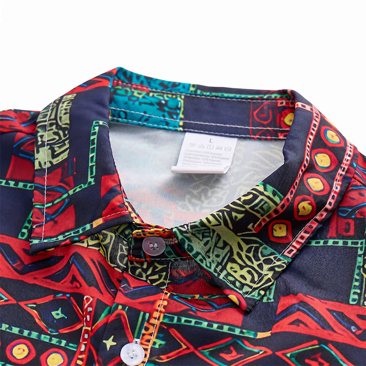 Camicia etnica bohémien multicolore con patchwork tribale - image 4