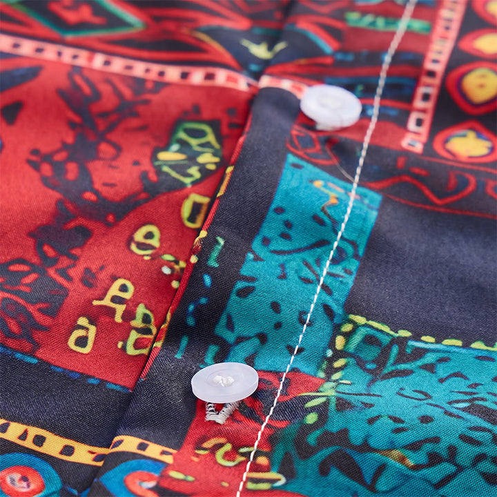 Camicia etnica bohémien multicolore con patchwork tribale - image 5