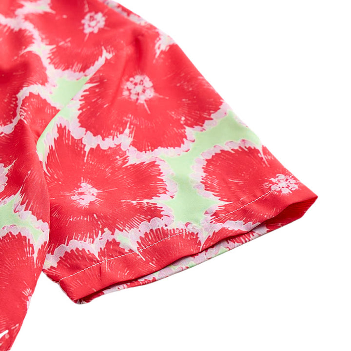 Camicia da vacanza con vivace motivo floreale rosso e base verde - image 7