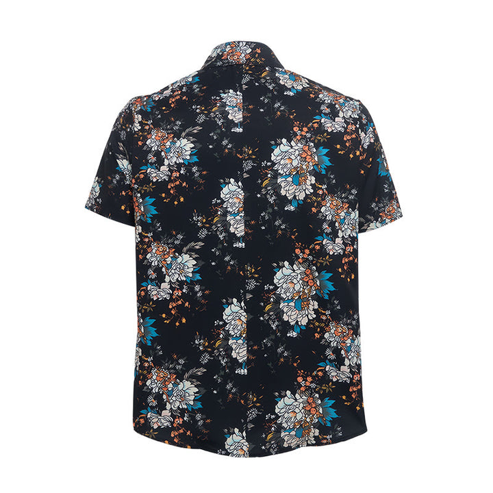 Camicia hawaiana a maniche corte con fantasia floreale scura e romantica. - image 10