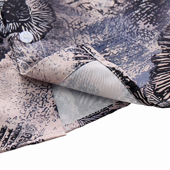 Camicia casual con stampa floreale monocromatica di papaveri scuri - image 7