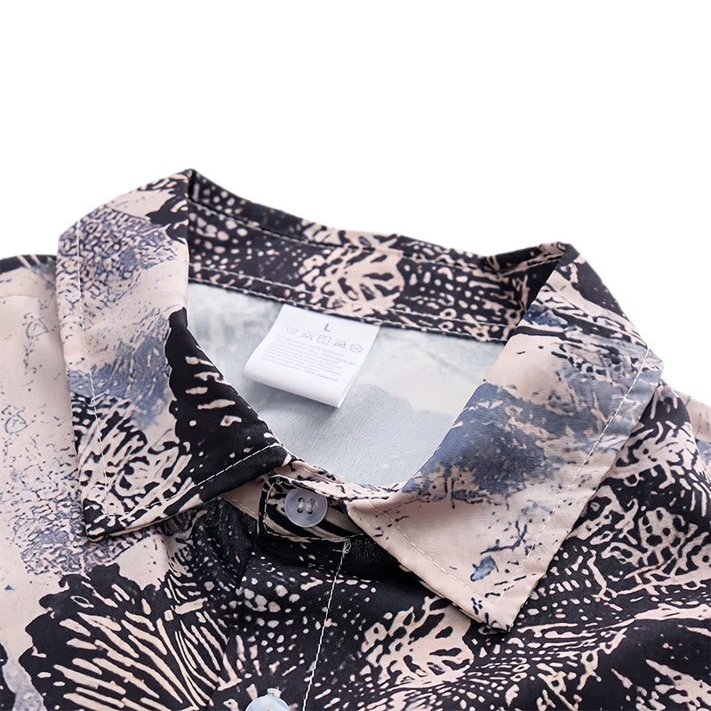 Camicia casual con stampa floreale monocromatica di papaveri scuri - image 4