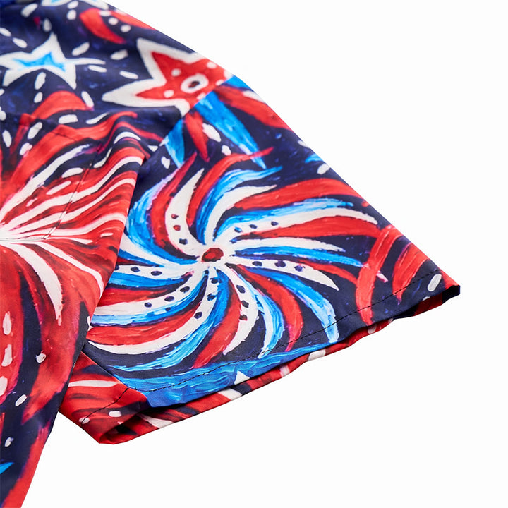 Maglietta estiva patriottica con stampa di bandiera americana e fuochi d'artificio - image 8
