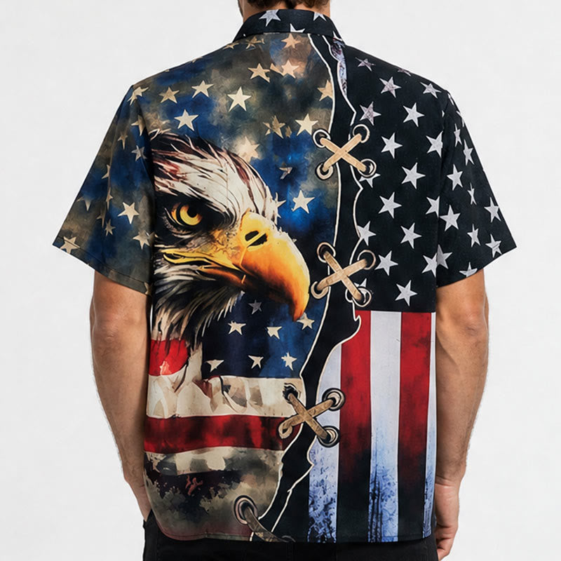 Maglietta patriottica con aquila e bandiera americana a due colori - image 2