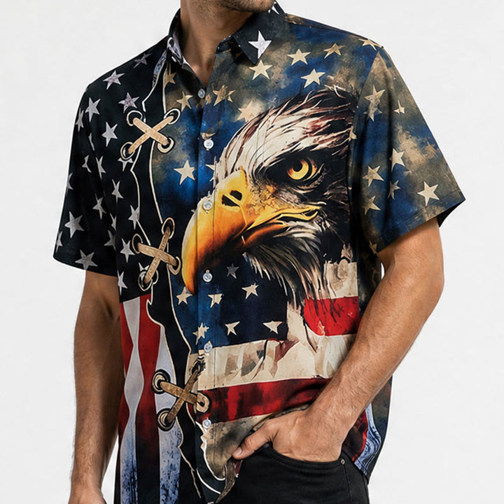 Maglietta patriottica con aquila e bandiera americana a due colori - image 3