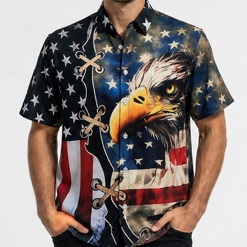 Maglietta patriottica con aquila e bandiera americana a due colori - image 1