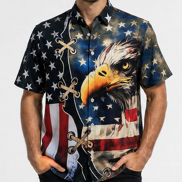 Maglietta patriottica con aquila e bandiera americana a due colori - image 1