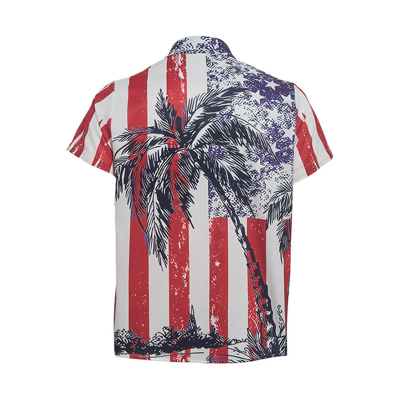 Maglietta patriottica da spiaggia tropicale con bandiera americana e palma. - image 10