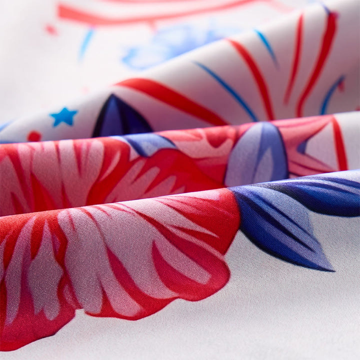 Maglietta con stampa integrale di ibisco patriottico e fuochi d'artificio con bandiera americana. - image 6