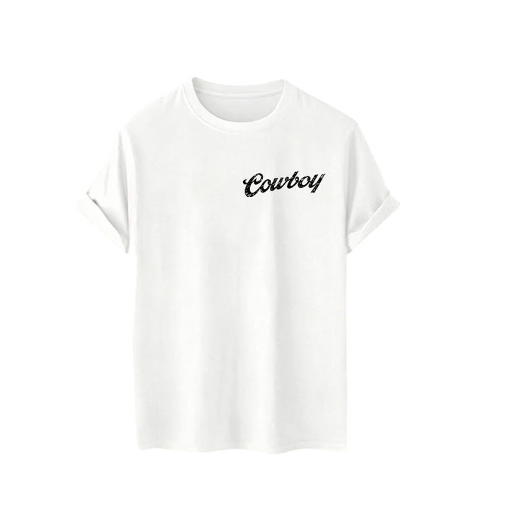 T-shirt estiva casual con stampa di cavaliere in stile retrò - image 5