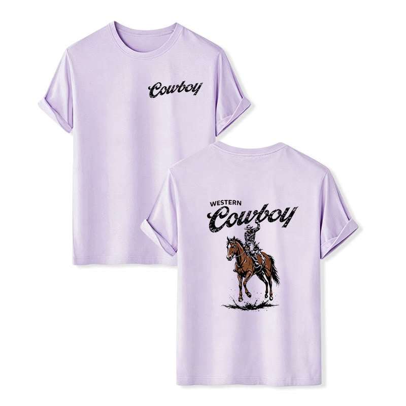 T-shirt estiva casual con stampa di cavaliere in stile retrò - Viola - 2XL - image 12
