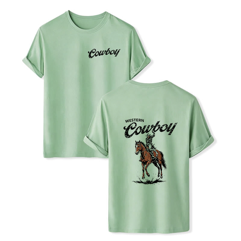 T-shirt estiva casual con stampa di cavaliere in stile retrò - Verde - 2XL - image 10