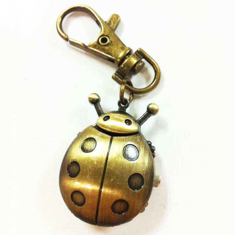 Orologio da tasca antico con ali incernierate a forma di scarabeo. - Portachiavi in ​​bronzo antico - image 13