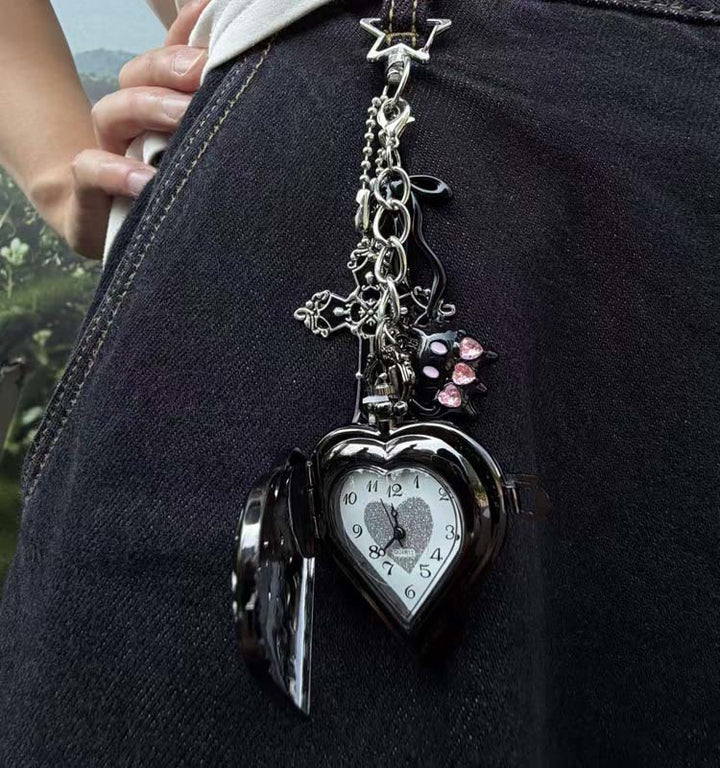 Orologio da tasca cavo con ciondoli, ornamento decorativo alla moda, stile coquette - image 27