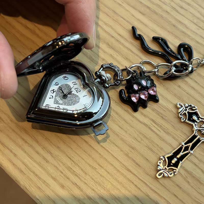 Orologio da tasca cavo con ciondoli, ornamento decorativo alla moda, stile coquette - image 28