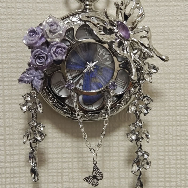 Orologio da tasca artigianale con farfalla e motivo "Giardino segreto della lavanda" - Stile n. 2 - image 4