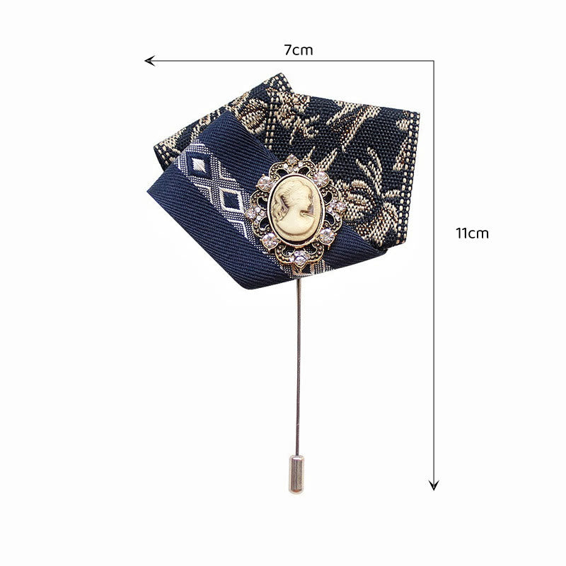 Spilla da bavero e inserto per fazzoletto da taschino 2 in 1 con cammeo vittoriano da uomo - image 2