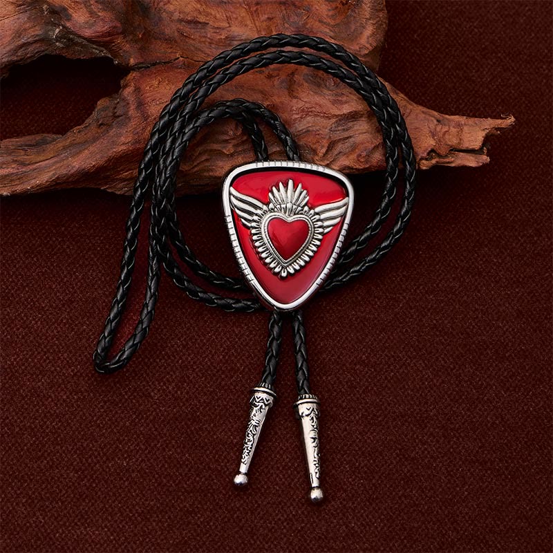 Cravatta bolo retrò western con alette e Sacro Cuore - image 1