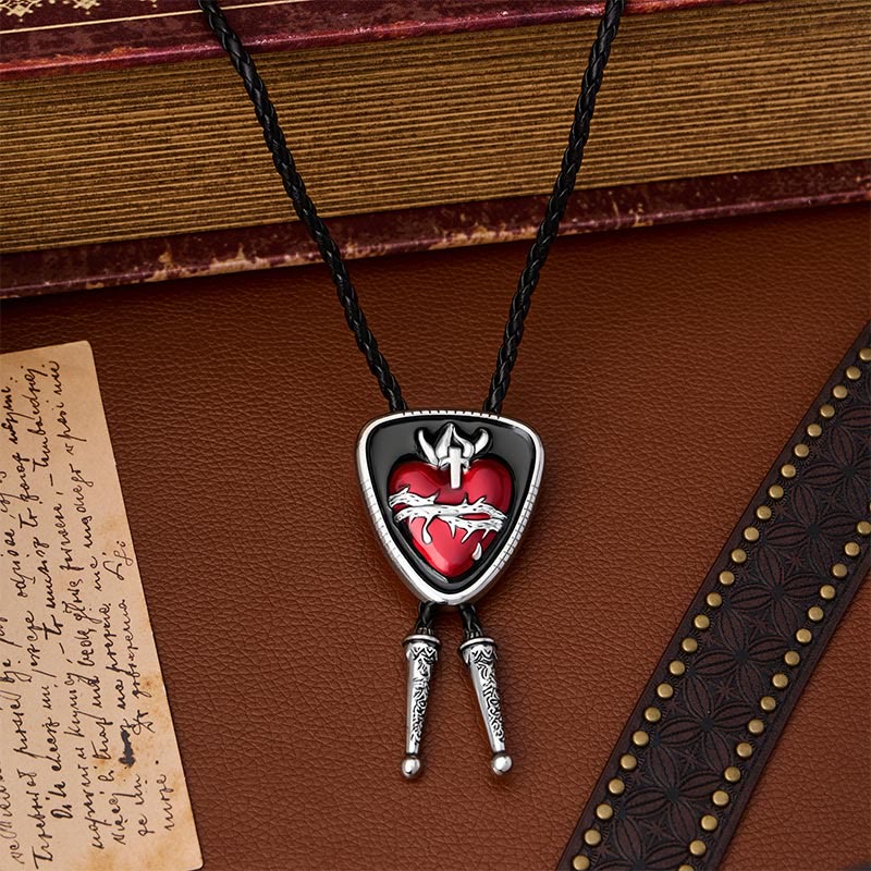 Cravatta bolo smaltata con spina e cuore del martire - image 0