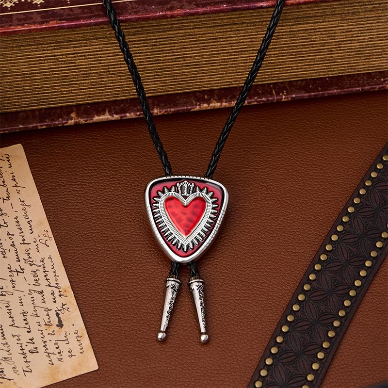 Cravatta bolo vintage a forma di scudo con corona del Sacro Cuore - image 0