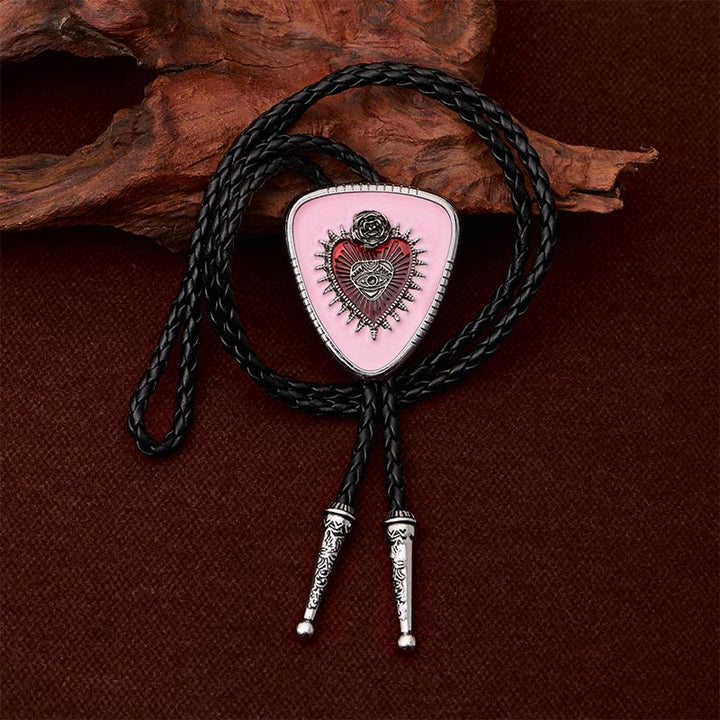 Cravatta bolo con rosa dell'occhio onniveggente e Sacro Cuore - image 6