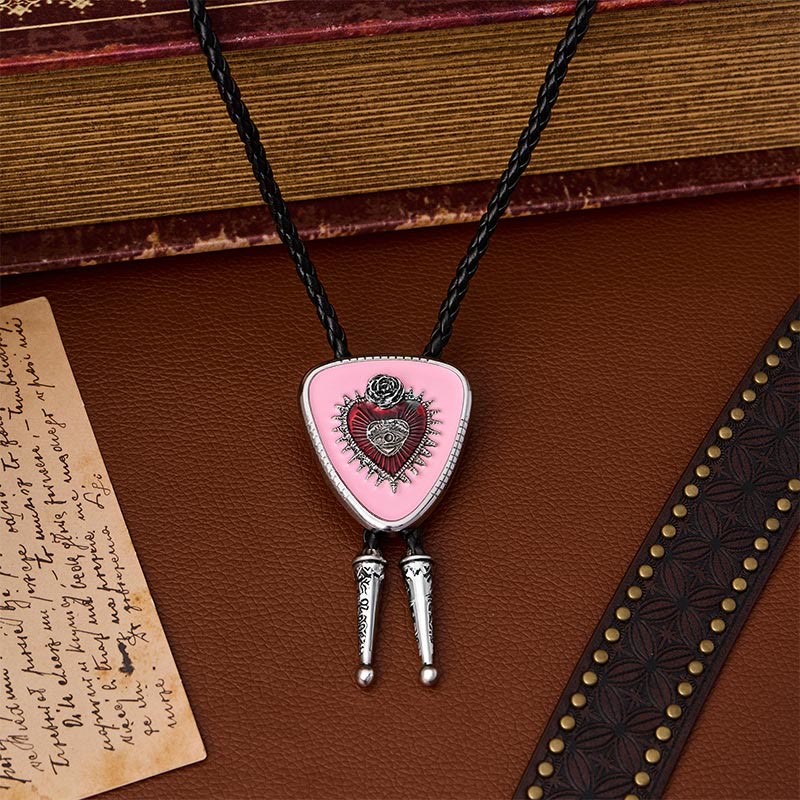 Cravatta bolo con rosa dell'occhio onniveggente e Sacro Cuore - image 5
